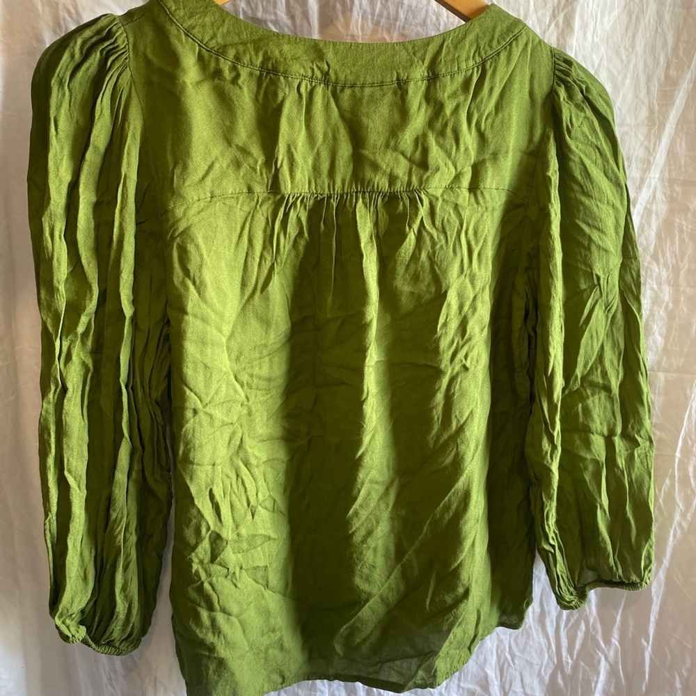 MAEVE anthropologie kalas green puff sleeve blouse XS - Picture 4 of 6